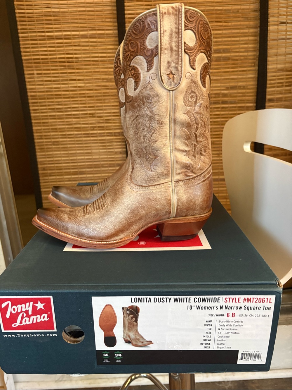Tony Lama Lomita Dusty White 10” Western Boot - Picture 10 of 13